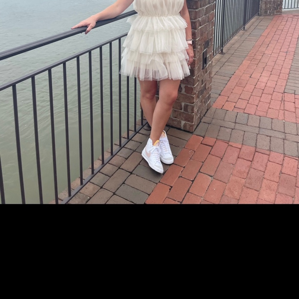 Vici Lille strapless tulle mini dress- cream